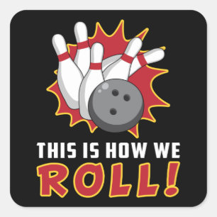 Pegatina Cuadrada Bola Bowler Strike Sport Team Bowl regalo divertid