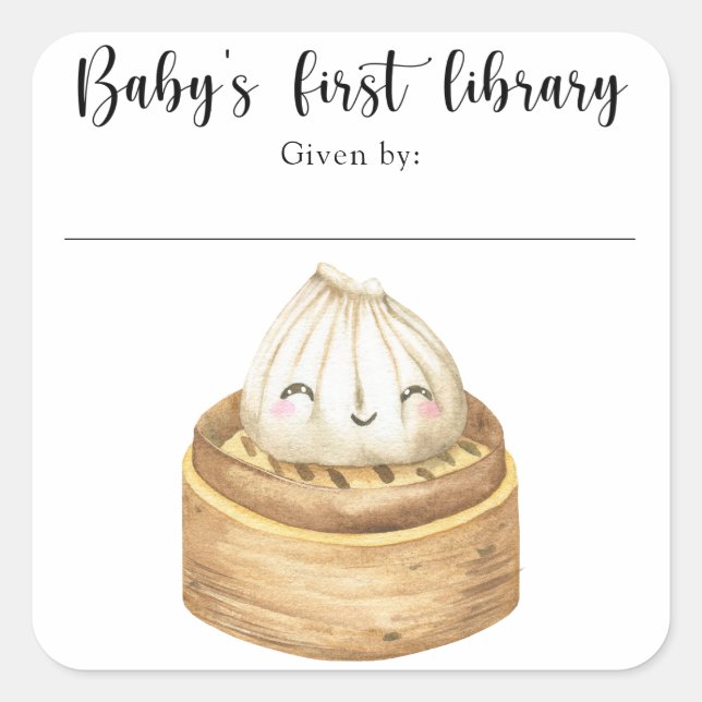 Pegatina Cuadrada bola de agua - primera biblioteca del bebé (Anverso)