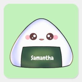 Pegatina Cuadrada Bola de arroz Onigiri de Japón