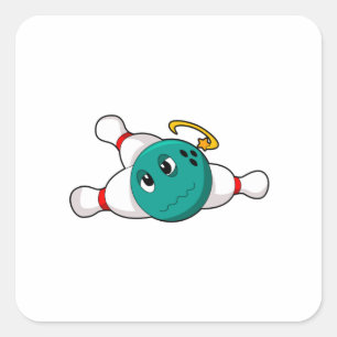 Pegatina Cuadrada Bola de bolas de bolos