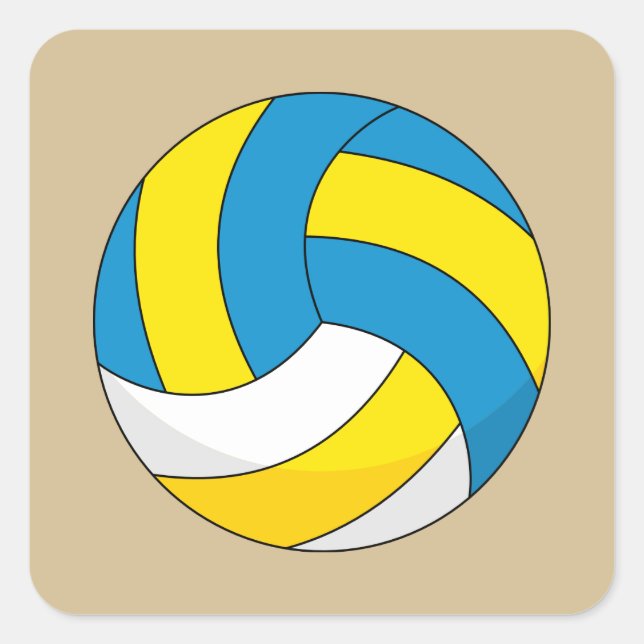 Pegatina Cuadrada Bola de voleibol personalizado (Anverso)