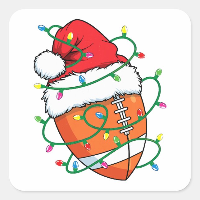 Pegatina Cuadrada Bola deportiva de Santa Fútbol Hombres Navidades (Anverso)