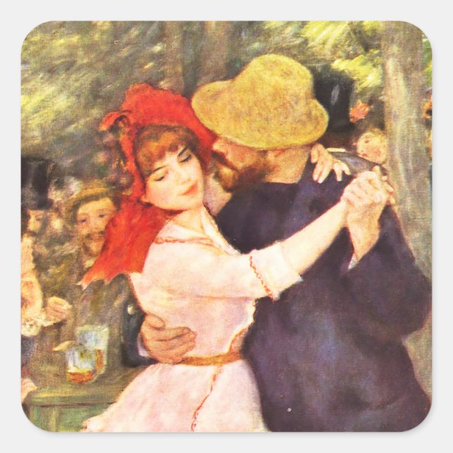 Pegatina Cuadrada Bola en el Moulin de la Galett Auguste Renoir (Anverso)