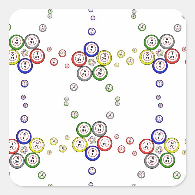 Pegatina Cuadrada Bolas de Bingo (Anverso)
