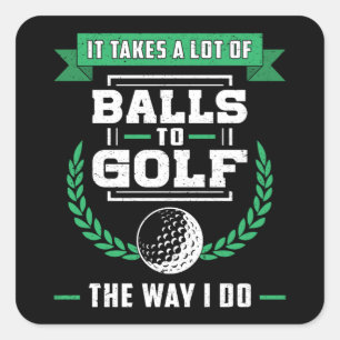 Pegatina Cuadrada Bolas De Golf Jugador Golfer Golfing Sports Funny