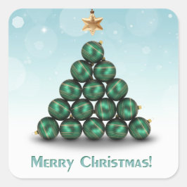 Pegatina Cuadrada Bolas de navidades en forma de árbol