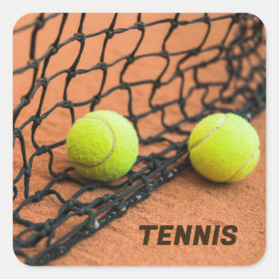 Pegatina Cuadrada Bolas de tenis de texto personalizado