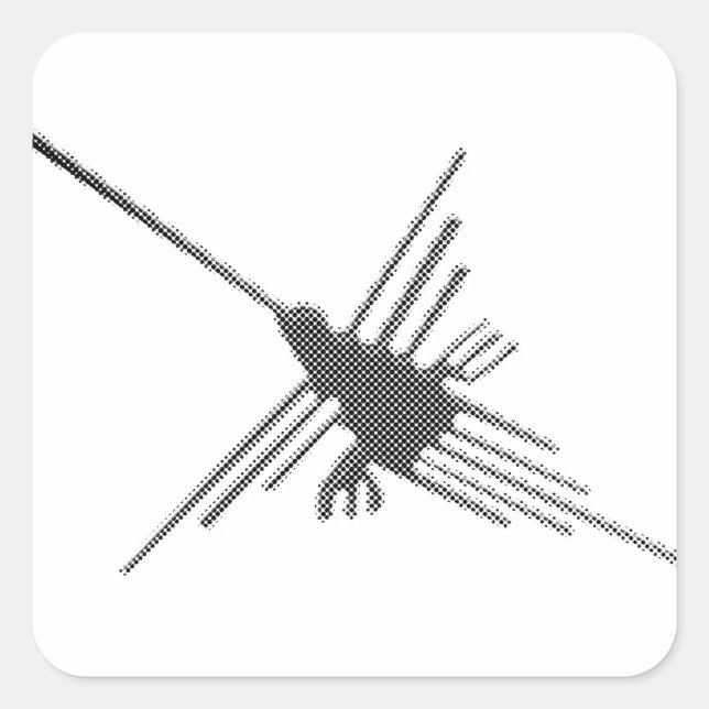 Pegatina Cuadrada Boletín de líneas de Nasca Hummingbird (Anverso)