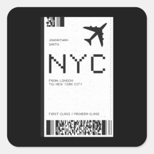 Pegatina Cuadrada Boleto aéreo de NYC