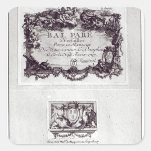 Pegatina Cuadrada Boleto de la entrada para la bola en Versalles