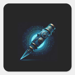 Pegatina Cuadrada Bolígrafo Steampunk