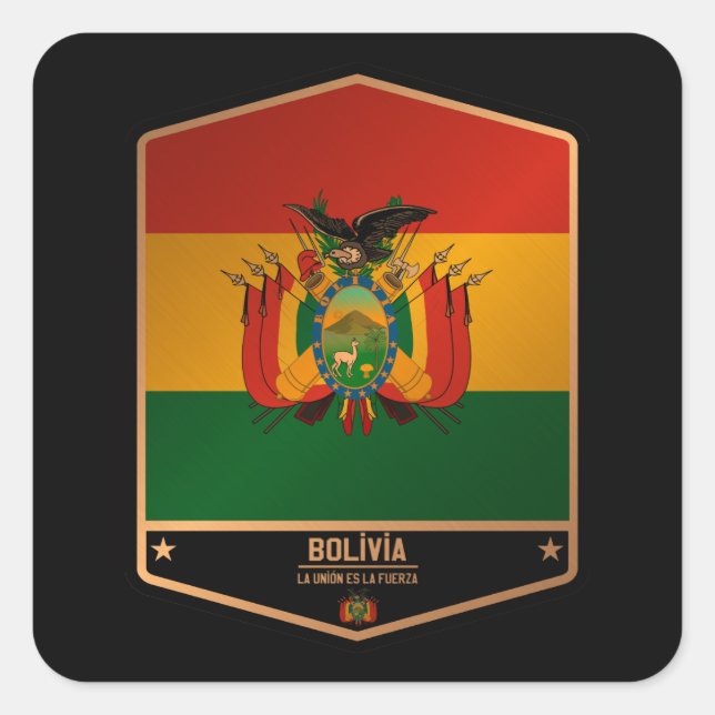 Pegatina Cuadrada Bolivia (Anverso)