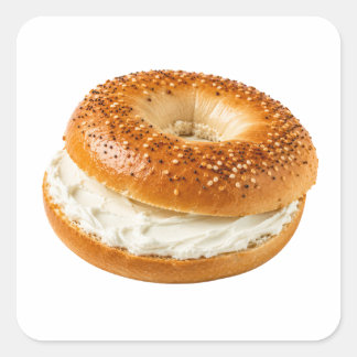 Pegatina Cuadrada Bollo fresco con arte de queso crema