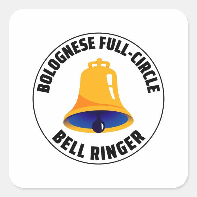 Pegatina Cuadrada Bolognese Full Circle Bell Ringer Ringing (Anverso)