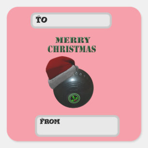 Pegatina Cuadrada Bolos de césped Feliz Navidad,