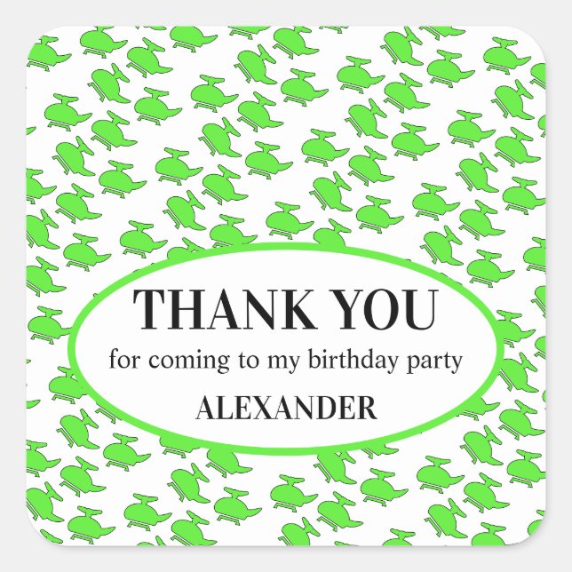 Pegatina Cuadrada Bolsa a favor del partido Helicóptero (Anverso)