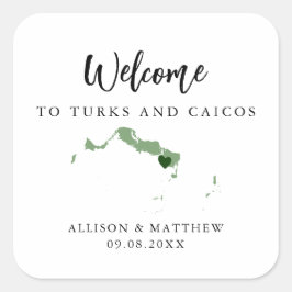 Pegatina Cuadrada Bolsa de bienvenida de cualquier Boda de color Tur