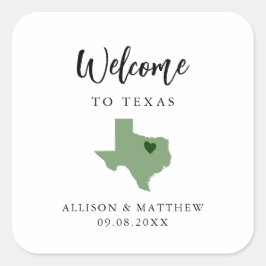 Pegatina Cuadrada Bolsa de bienvenida de cualquier Boda de Texas