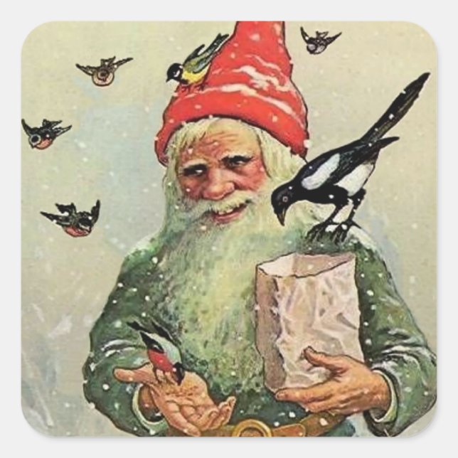 Pegatina Cuadrada "Bolsa de semillas de pájaro" por Jenny Nystrom (Anverso)