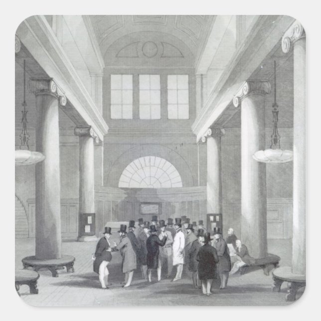 Pegatina Cuadrada Bolsa de Valores (Anverso)