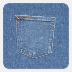 Pegatina Cuadrada Bolsa de vaqueros de moda azul de tela textil orig