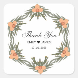 Pegatina Cuadrada Bolsa favorita de bodas - Nombre y fecha personali