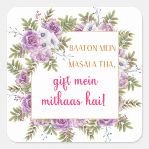 Pegatina Cuadrada bolsas de regalo para fiesta de mehndi