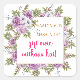 Pegatina Cuadrada bolsas de regalo para fiesta de mehndi