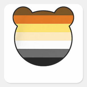 Pegatina Cuadrada Bolsillo del pecho de cara del oso - oso gay