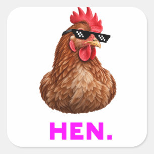 Pegatina Cuadrada Bolso de fiesta de gallina