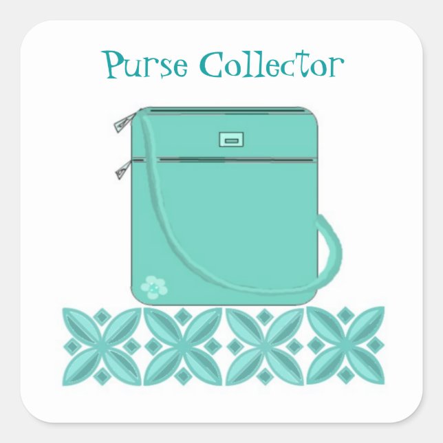 Pegatina Cuadrada Bolso de mano aqua con dicho lindo (Anverso)