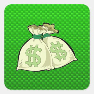 Pegatina Cuadrada Bolsos del dinero; Verde