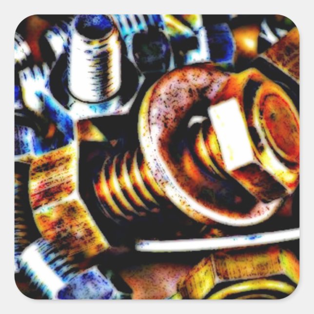 Pegatina Cuadrada Bolts Pop Art (Anverso)