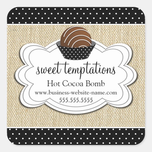 Pegatina Cuadrada Bomba de chocolate caliente de cacao (Anverso)