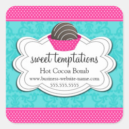 Pegatina Cuadrada Bomba de chocolate caliente de cacao