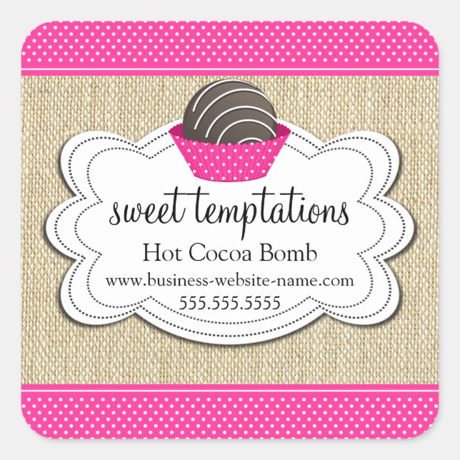 Pegatina Cuadrada Bomba de chocolate caliente de cacao (Anverso)