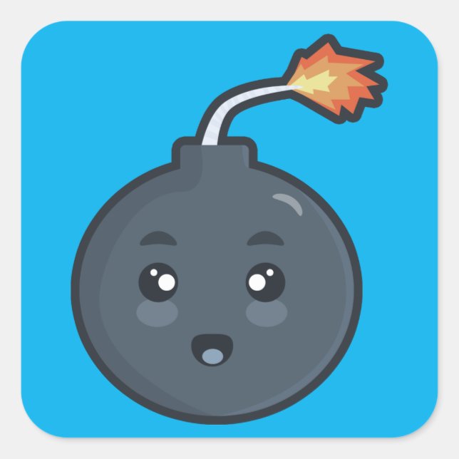 Pegatina Cuadrada Bomba de Kawaii (Anverso)