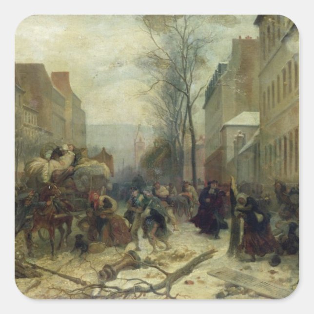 Pegatina Cuadrada Bombardeo de París en 1871 (Anverso)