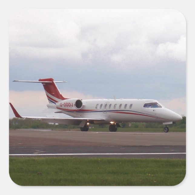 Pegatina Cuadrada Bombardier Lear Jet 45XR (Anverso)