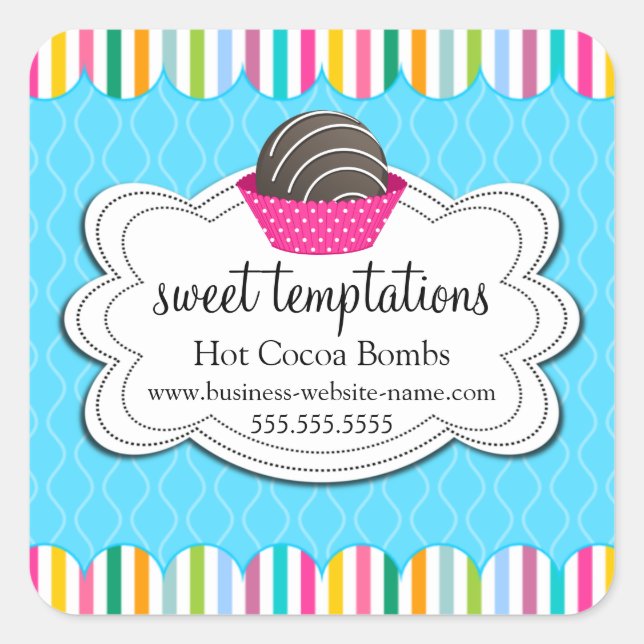Pegatina Cuadrada Bombas de chocolate caliente de cacao (Anverso)