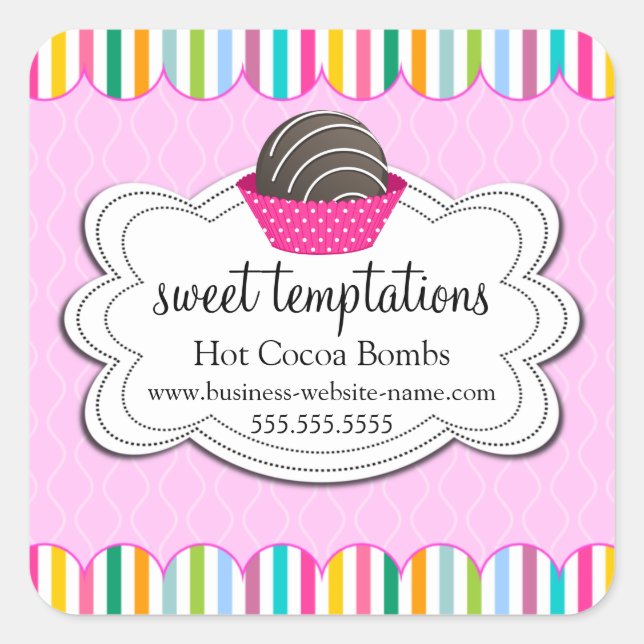 Pegatina Cuadrada Bombas de chocolate caliente de cacao (Anverso)