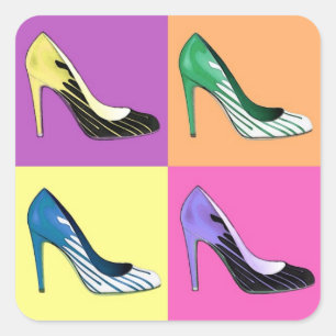 Pegatina Cuadrada Bombas Pop Art Stiletto / zapatos / tacones altos
