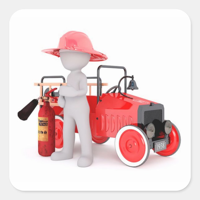 Pegatina Cuadrada Bombero (Anverso)