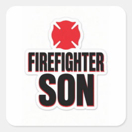 Pegatina Cuadrada Bombero hijo