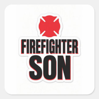 Pegatina Cuadrada Bombero hijo