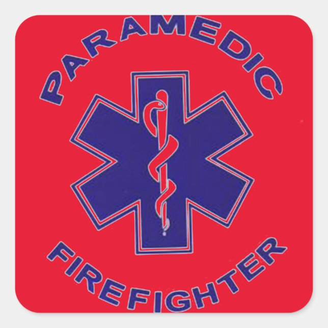 Pegatina Cuadrada Bombero paramédico (Anverso)