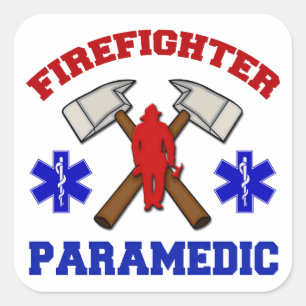 Pegatina Cuadrada Bombero paramédico