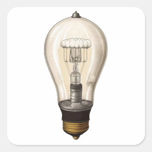 Pegatina Cuadrada Bombilla Vintage Steampunk
