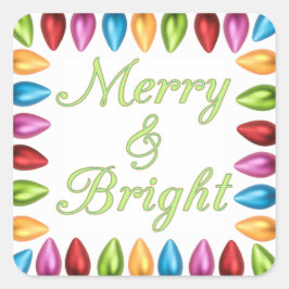 Pegatina Cuadrada Bombillas de Navidades grandes y coloridas