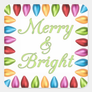 Pegatina Cuadrada Bombillas de Navidades grandes y coloridas